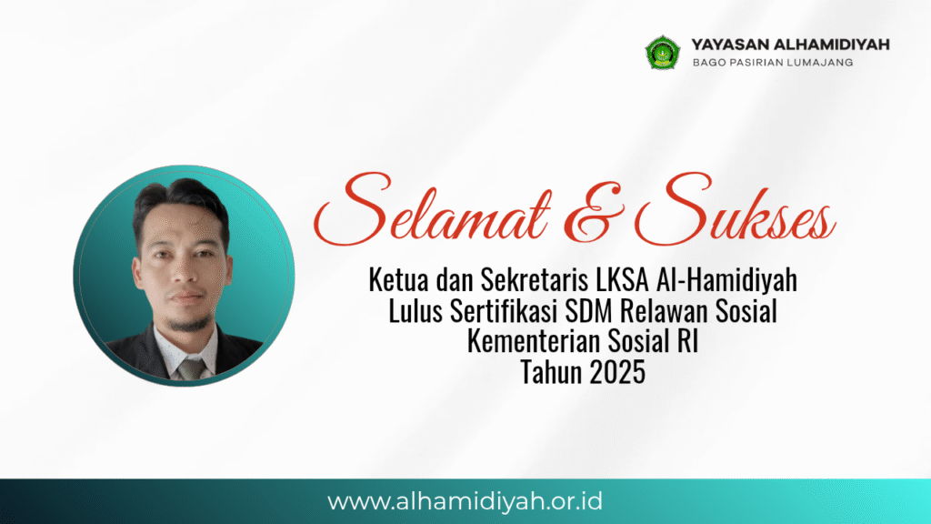 Ketua dan Sekretaris LKSA Al-Hamidiyah Bago Lulus Sertifikasi SDM Relawan Sosial Kementerian Sosial RI